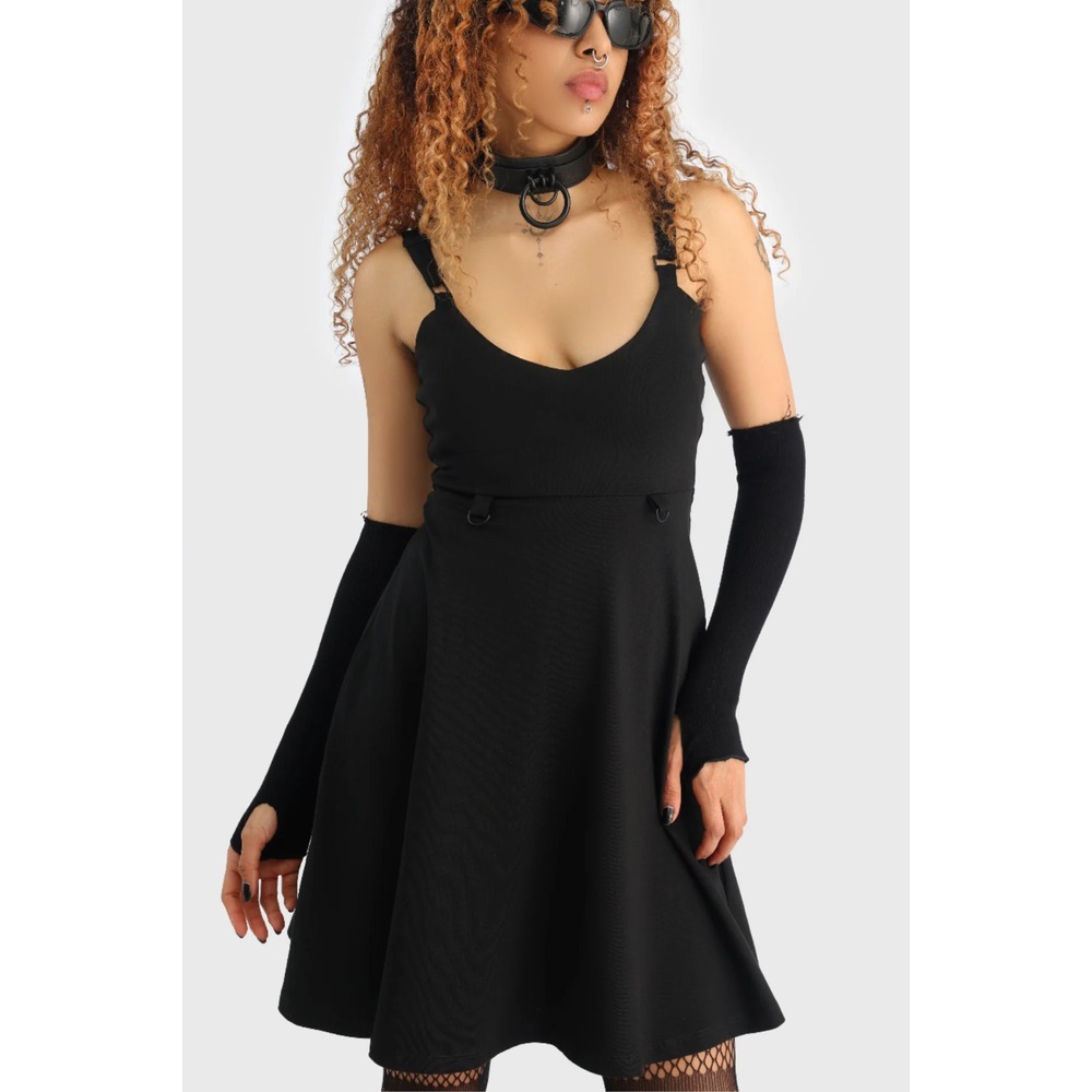 KILLSTAR Obscurita Mini Dress XXL Black Cotton Skater Goth Alternative Punk New